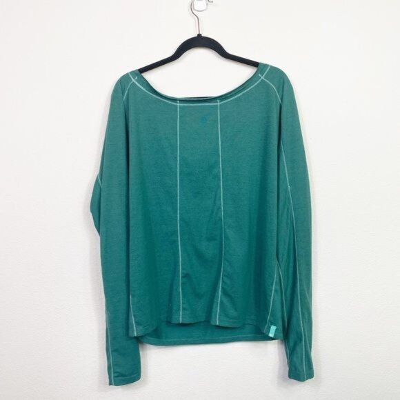 Bloom Yoga Wear Oversized Off-Shoulder Sweatshirt Poly Spandex Teal Green Large - Picture 3 of 7
